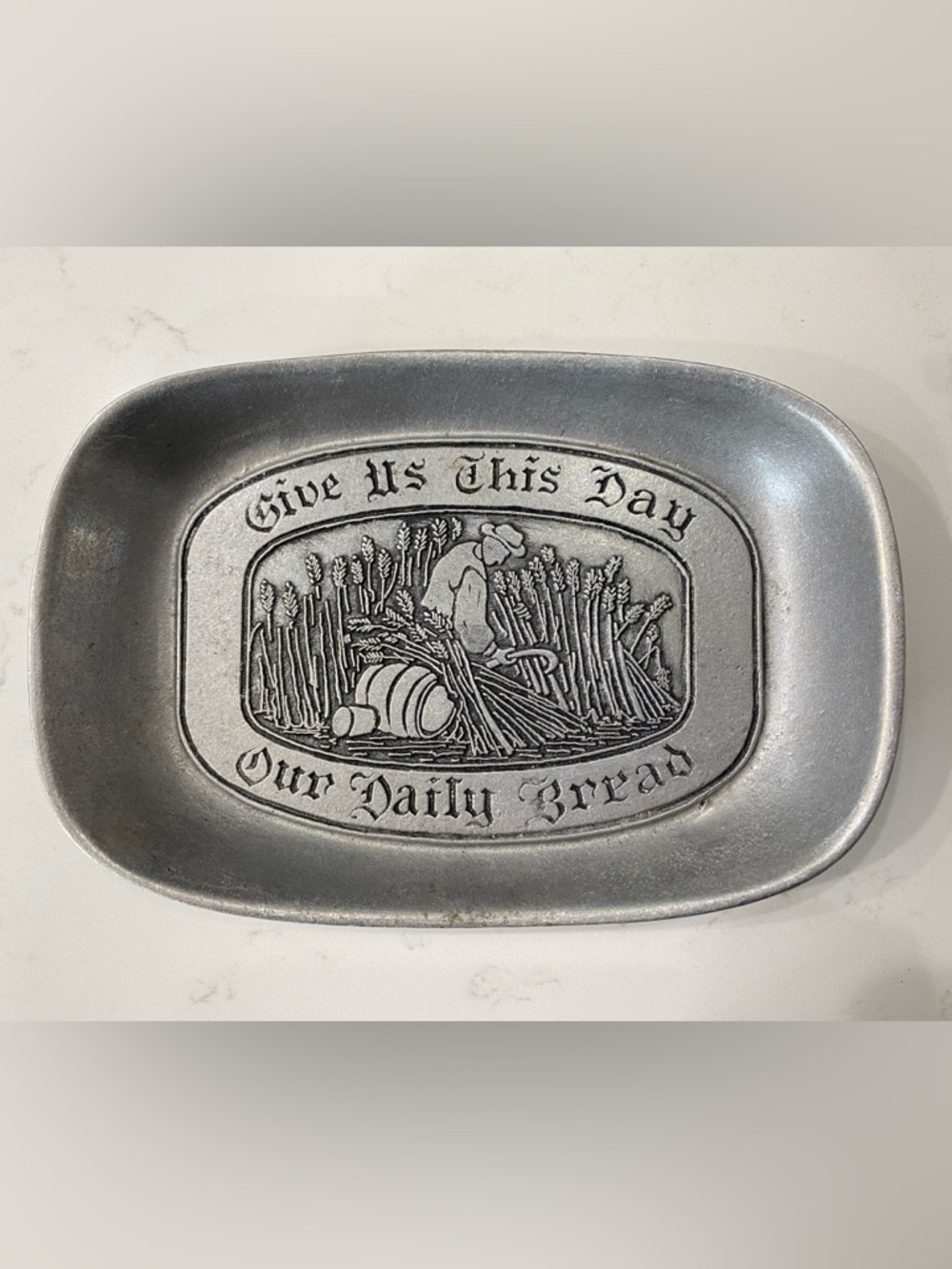 Vintage Wilton Armetale Pewter "Give Us This Day Our Daily Bread"